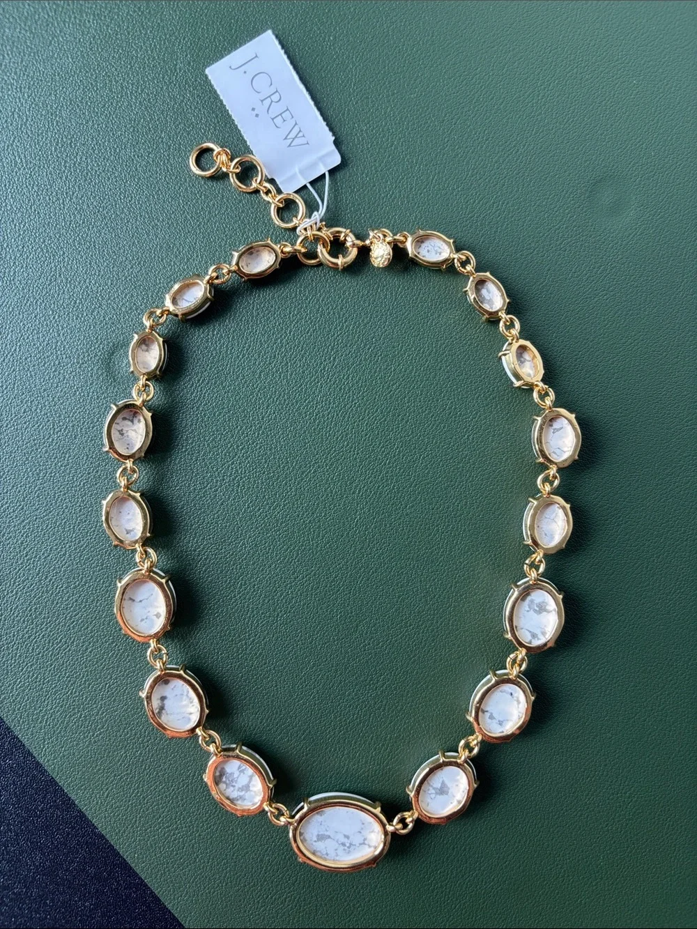 J. Crew Gold-Trim White Marble Statement Necklace